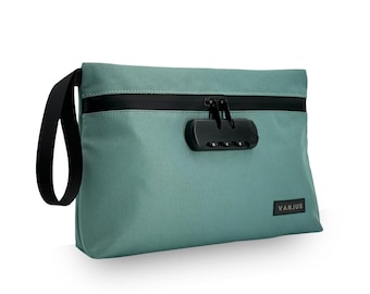 VanJus Large Smell Proof Bag with Combination Lock for Women, Scent Proof Pouch, Waterproof Bag, Money Bag (Green)