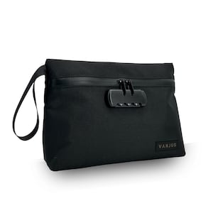 VanJus Große geruchsdichte Tasche mit Zahlenschloss für Damen, geruchssichere Tasche, wasserdichte Tasche, Geldtasche (schwarz)
