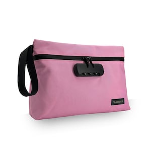 VanJus Große geruchssichere Tasche mit Zahlenschloss für Damen, geruchssichere Tasche, wasserdichte Tasche, Geldtasche (Rosa)