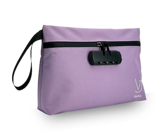 VanJus Large Smell Proof Bag with Combination Lock for Women, Scent Proof Pouch, Waterproof Bag, Money Bag (Lilac)