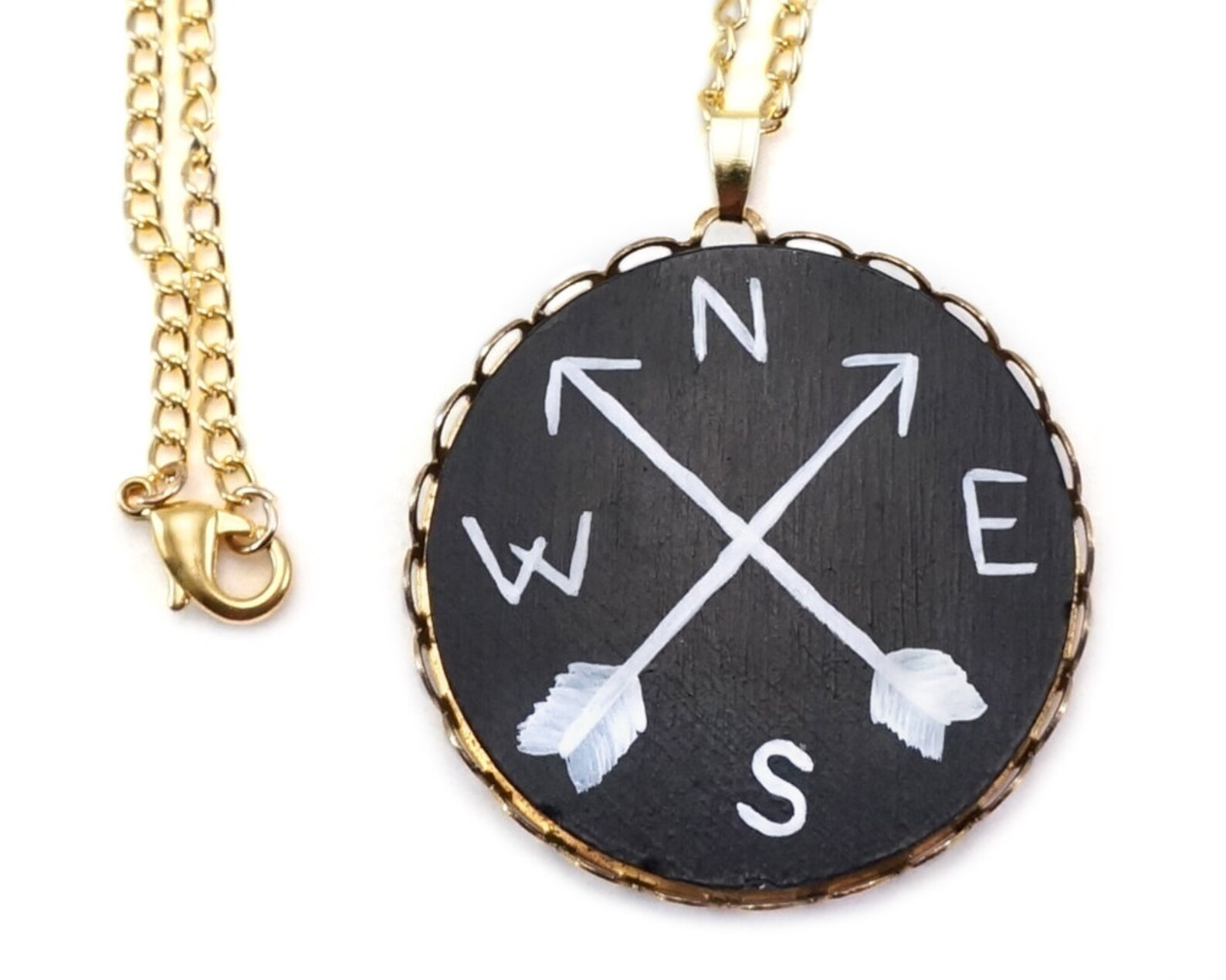 Compass Necklace Compass Jewelry Compass Pendant Arrow Etsy