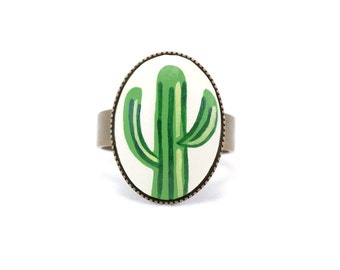 Cactus Ring Southwestern Ring Saguaro Cactus Ring Southwestern Jewelry Adjustable Ring Nickel Free Ring Succulent Ring Cactus Jewelry