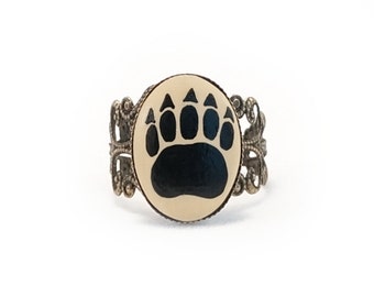 Bear Claw Ring Bear Ring Bear Claw Jewelry Bear Jewelry Bear Paw Print Ring Paw Print Jewelry Nature Rings Animal Ring Adjustable Ring Cameo