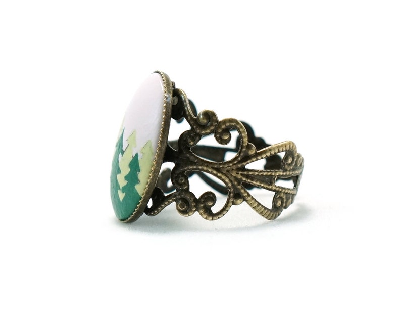 Tree Ring Evergreen Tree Ring Pine Tree Ring Tree Jewelry Nature Rings