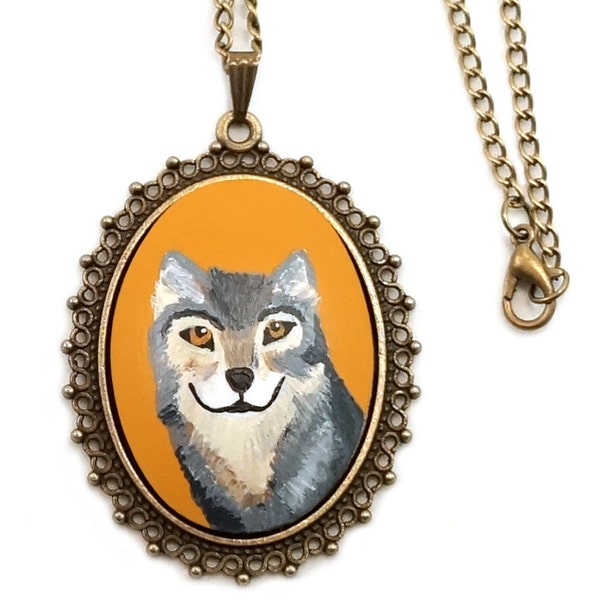 Wolf Necklace Wolf Pendant Wolf Jewelry Lone Wolf Animal Necklace Animal Jewelry Howling Wolf Art and Fawn Native American Jewelry Indie