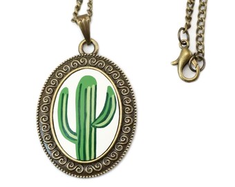 Cactus Necklace Cactus Jewelry Southwestern Jewelry Southwestern Necklace Saguaro Cactus Necklace Cactus Pendant Art and Fawn Nickel Free