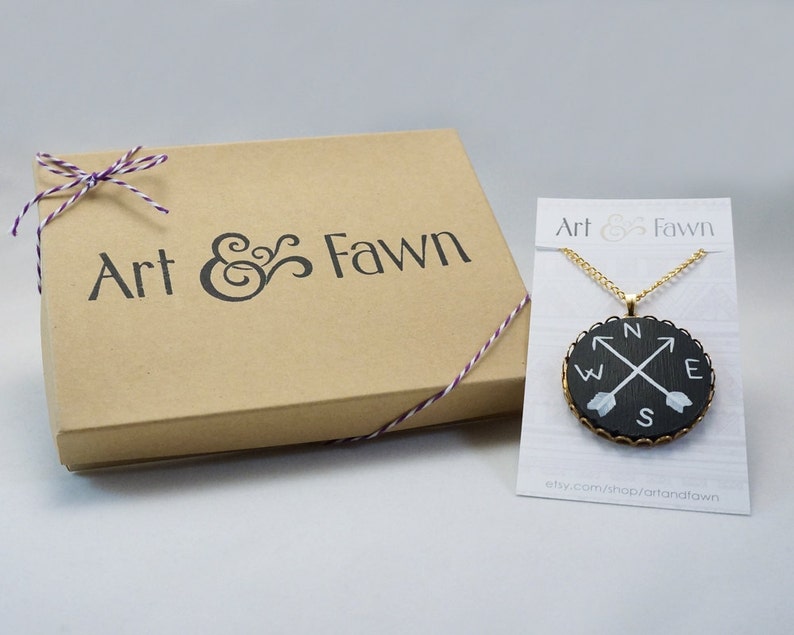 Compass Necklace Compass Jewelry Compass Pendant Arrow Etsy