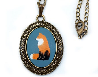 Fox Necklace Fox Jewelry Forest Animals Woodland Animals Woodland Creatures Fantastic Mr Fox Cameo Necklace Bronze Jewelry Into The Woods