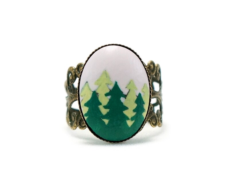 Tree Ring Evergreen Tree Ring Pine Tree Ring Tree Jewelry Nature Rings