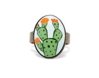 Prickly Pear Cactus Ring Southwestern Jewelry Southwestern Ring Prickly Pear Cactus Jewelry Nature Jewelry Desert Jewelry Nopales Nopal Ring