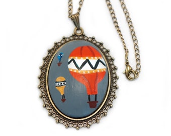 Hot Air Balloon Necklace Hot Air Balloon Jewelry Travel Adventure Art and Fawn Nickel Free Jewelry Nickel Free Necklace Cameo Necklace Charm