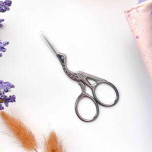 Silver Crane Scissors Stork Scissors Thread Snips for Sewing Kits image 2