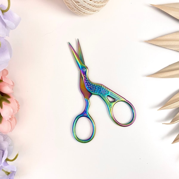 Rainbow Crane Scissors | Stork Scissors | Thread Snips for Sewing Kits