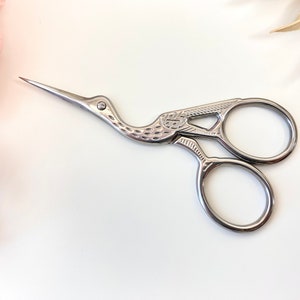 Silver Crane Scissors Stork Scissors Thread Snips for Sewing Kits image 1