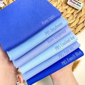 Fabric Bundle Shades of Blue Periwinkle Kona Cotton and Paintbrush Studio Painter's Palette Solids Fat Quarters, Half Yards, Yardage image 2