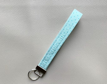 Mint and teal print quilted keychain | made with fabric remnants