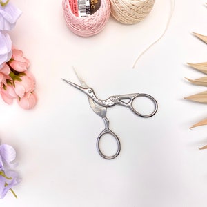 Silver Crane Scissors Stork Scissors Thread Snips for Sewing Kits image 7