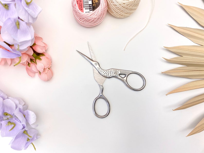 Silver Crane Scissors Stork Scissors Thread Snips for Sewing Kits image 3