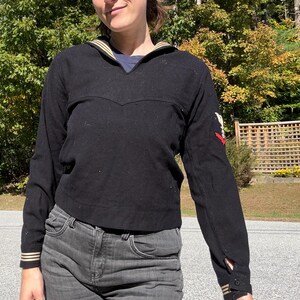 50's/60's Navy Blue Wool Drawstring Sailor Top by Naval Clothing Factory