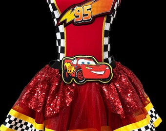 Red Race Car Costume .  Car Tutu . Lightning Skirt . Up to Adult Plus Size . Running Skirt . Belt . Tutu SHORT Length 11in