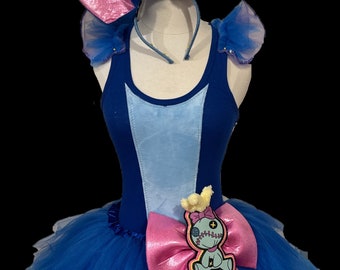 Blue Alien Tutu .  Up to Adult Plus Size . Running Tutu . Ears . 9 Layers . Tutu SHORT Length 11in