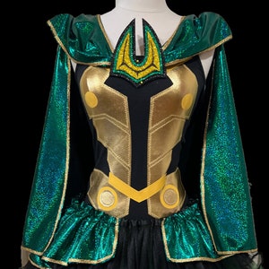 God of Mischief Running Costume . Up to Adult Plus Size . Green Cape . Green Black Tutu . Short 11in Length . The Tutu Factory™