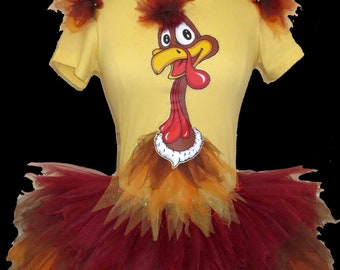 TURKEY Tutu . Up to Adult Plus Sizes . Turkey Trot . Thanksgiving Run . Fall . Brown . Running Skirt . Costume . Length up to 11in .