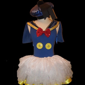 SAILOR DUCK Tutu . Up to Adult Plus Sizes .  White Tutu . Running Costume . Running Tutu . Tail . Sailor Hat . Short Length up to 11in