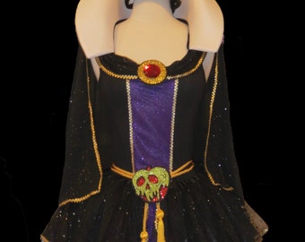 POISON APPLE QUEEN .  Up to Adult Plus Sizes . Running Tutu . Cape . Poison Apple Belt . Length 11in . Tutu Factory