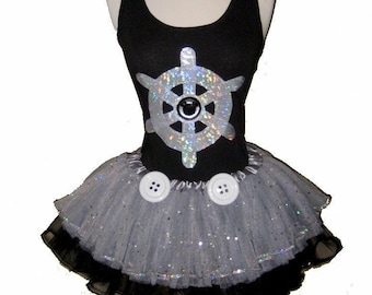 GREY MOUSE Tutu . Retro Steamboat .  Up to Adult Plus Size . Sparkly Skirt . Running Tutu . SHORT Length 11in The Tutu Factory ™
