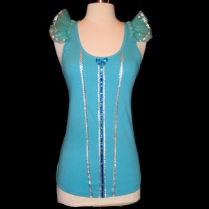 BLUE FAIRY  Top . Up to Adult Plus Sizes . Turquoise Top .  Running Shirt by Tutu Factory