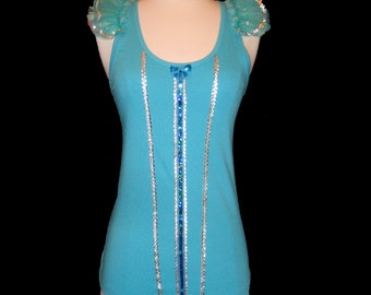 BLUE FAIRY  Top . Up to Adult Plus Sizes . Turquoise Top .  Running Shirt by Tutu Factory