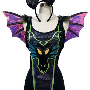 MISTRESS of EVIL Dragon Head Running Shirt .  Black Top . Up to Adult Plus Size . Villain Shirt . Running Shirt by The Tutu Factory USA ™