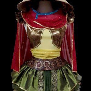 Warrior Princess Costume .  Up to Adult Plus Size . Running Skirt . Cape . Belt . SHORT Length 11in . by The Tutu Factory