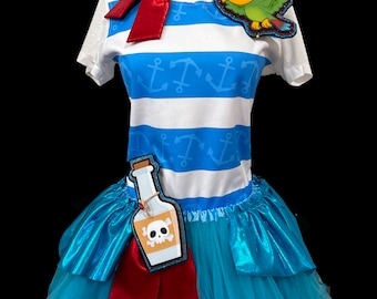 Pirates First Mate Running Costume . Smee Tutu .  Up to Adult Plus Size . Running Tutu . 9 Layers . Tutu SHORT Length 11in