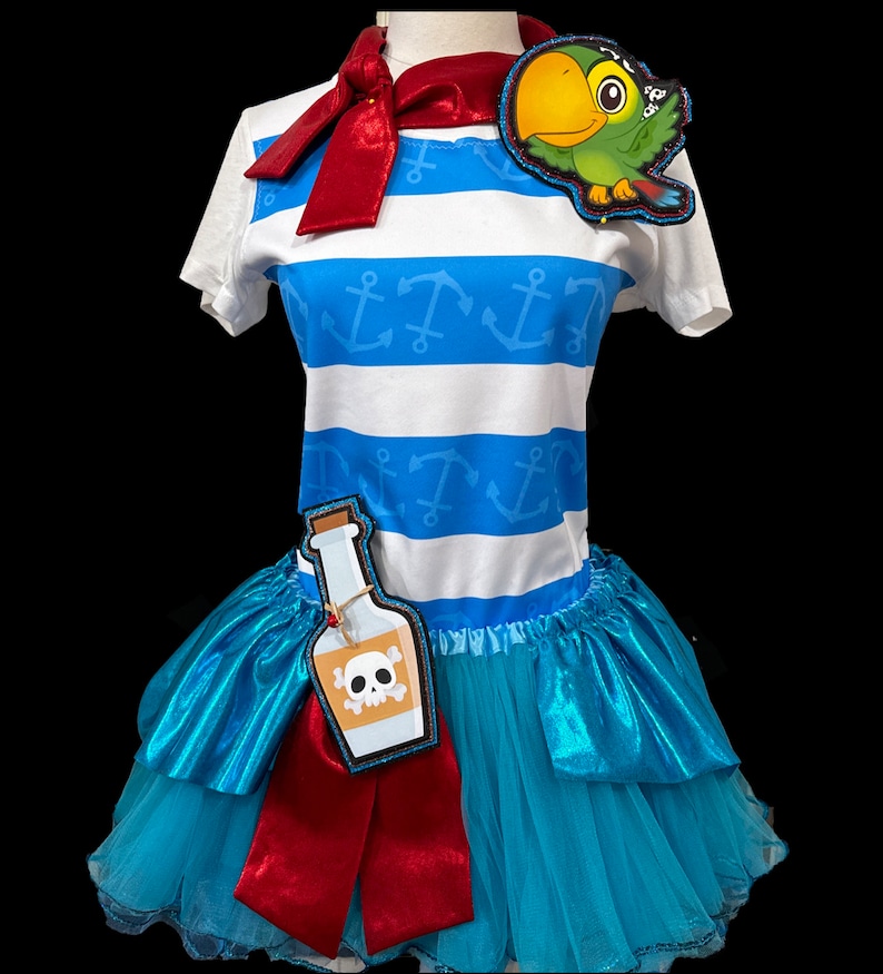 Pirates First Mate Running Costume . Smee Tutu . Up to Adult Plus Size . Running Tutu . 9 Layers . Tutu SHORT Length 11in image 1