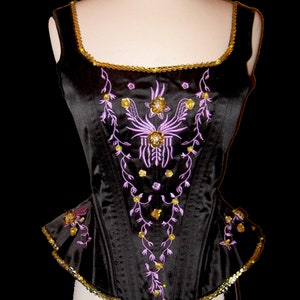 SEA WITCH Corset . Teen to Adult Plus Sizes . Black Corset . Lavender Embroidered Corset . by The Tutu Factory USA™ image 1