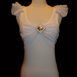 Galactic Princess Ceremonial Running Shirt . Up to Adult Plus Size . White Sparkle Tank Top . by The Tutu Factory USA