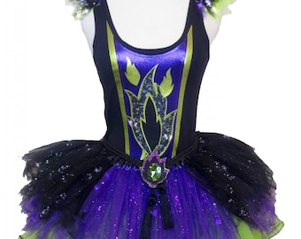 MISTRESS of EVIL Green Flame Costume . Up to Adults Plus Size  . Running Costume . Short Length 11in by The Tutu Factory USA ™
