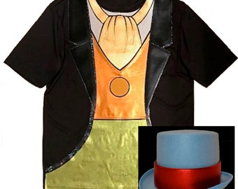 CRICKET Mens Top . Black Running Shirt . Blue Top Hat . Small Mens to Adult Plus Size . Running Shirt by The Tutu Factory USA ™