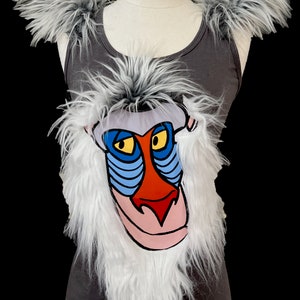 Mandrill Baboon Top . Adults Size . Monkey Costume . Dark Grey Top . Running Shirt by The Tutu Factory USA ™ image 1