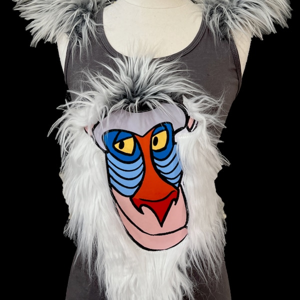 Mandrill Baboon Top . Adults Size  . Monkey Costume . Dark Grey Top . Running Shirt by The Tutu Factory USA ™