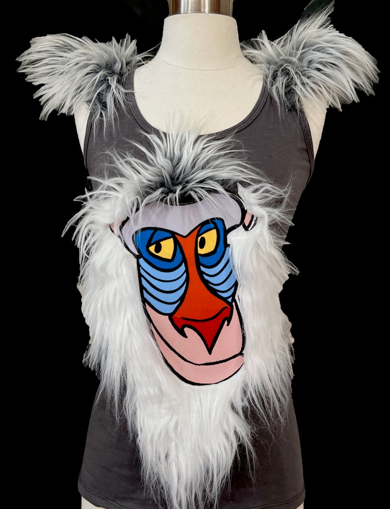 Mandrill Baboon Top . Adults Size . Monkey Costume . Dark Grey Top . Running Shirt by The Tutu Factory USA ™ image 1