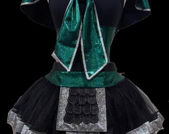 Asian WARRIOR Tutu . Ping . Up to Adult Plus Size . Short 11in Length . Black Sparkly Tutu . Capette . Belt by The Tutu Factory USA ™