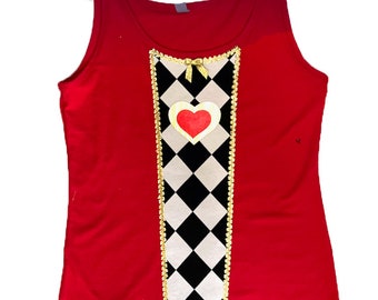 QUEEN of HEARTS Top . Red  Top . Up to Adult Plus Size and Mens . Running Shirt by The Tutu Factory USA ™