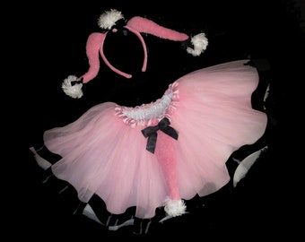 Pink Poodle Costume up to Adult Plus Size Pink Tutu Ears and Tail. 6 Layers Length 11in by the Tutu Factory USA Etsy UK