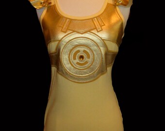 golden Robot Racerback Tank . Up to Adult Plus Size . Running Shirt by The Tutu Factory USA ™