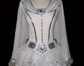 Galactic Princess Costume . Up to Adult Plus Size . Short 11in Length . White Tutu . Cape . Belt by The Tutu Factory USA ™