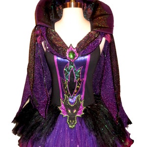 MISTRESS of EVIL Costume . Up to Adults Plus Size  . Running Costume . Short Length 11in by The Tutu Factory USA ™