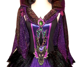 MISTRESS of EVIL Costume . Up to Adults Plus Size  . Running Costume . Short Length 11in by The Tutu Factory USA ™